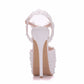 Women Peep Toe Lace Pearls Bridal Wedding Stiletto Heel Platform Sandals