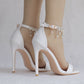 Women Beads Rhinestone Ankle Strap Bridal Wedding Stiletto Heel Sandals