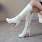 Women Rivets High Heels Knee High Boots
