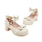 Women Chunky Heel Pumps Mary Janes Shoes with Bowtie