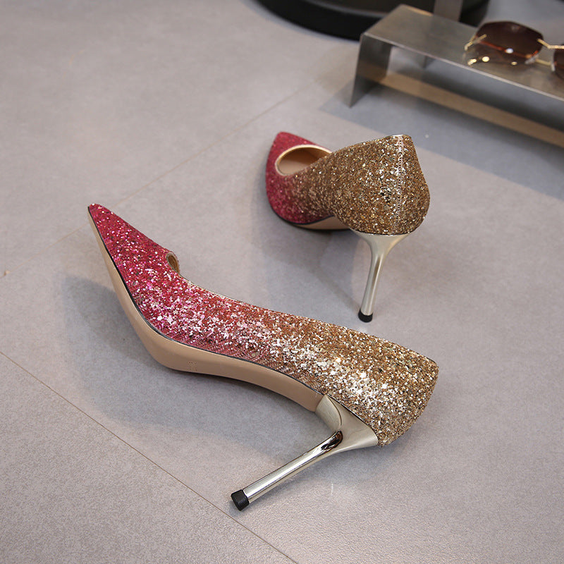 Glitter Women Pumps High Heels Spike Party Bridal Shoes Woman – Shoeu