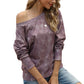 Women Tie-dye Gradient Off-the-shoulder T-shirt Long Sleeved Top