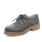 Women's Square Heel Large Size Lace Up Low Heeled Oxford Shoes