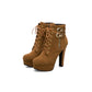 Lace Up Platform High Heels Short Boots Winter Women Shoes 4083