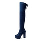 Faux Suede Platform Chunky Heel Over the Knee Boots Winter Shoes for Woman 5189