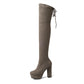Faux Suede Platform Chunky Heel Over the Knee Boots Winter Shoes for Woman 5189