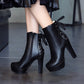 Lace Up High Heel Platform Short Boots for Woman 7149