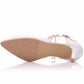Women Pointed Toe Beads Mary Janes Middle Heel Wedding Sandals