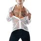 Men's Solid Transparent Mesh Cardigan Long Sleeves T Shirts