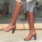 Faux Leather Tall Boots Winter High Heels Shoes for Woman 3150