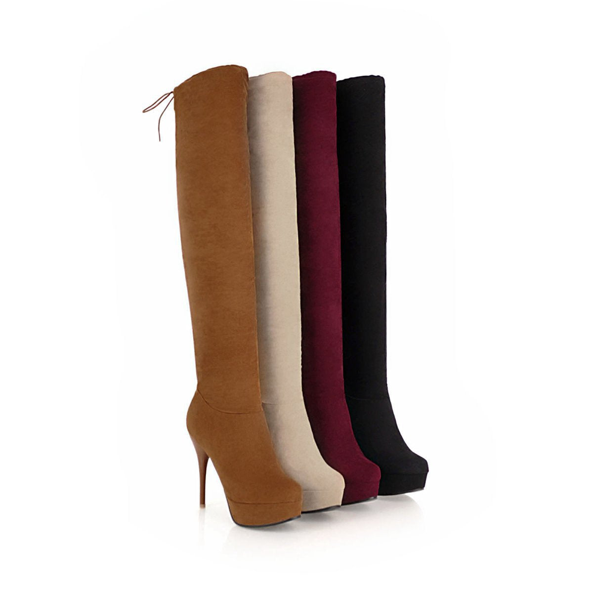 Faux Suede Stiletto Heel Over the Knee Boots Winter Shoes for Woman 6896