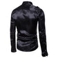 Men's Chest Flower Show Fashion Design Stand-Up Collar Long Sleeves Shirts