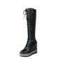 Lace Up Platform Wedge Heel Tall Boots Winter Shoes for Woman 7046