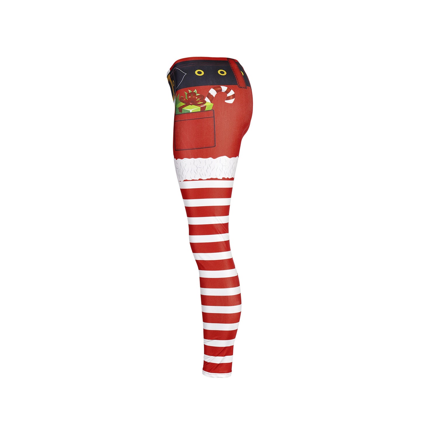 Santa Claus Red and White Striped Tights Sports Pencil Pants