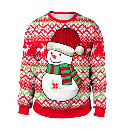 Snowman Print Comfortable Warm Round Neck Long-sleeved Sweater