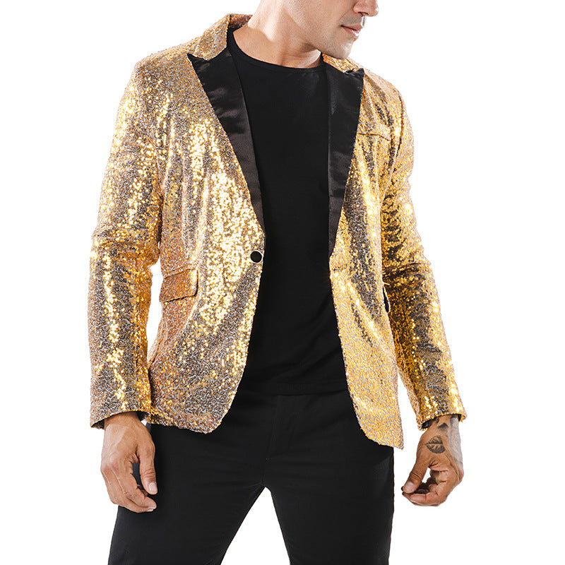 Men's Coat Gold Sequin Jacket Suits Costumes