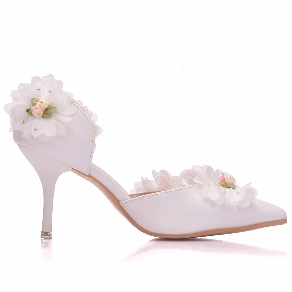 Women Rhinestone Flora Wedding Pointed Toe Stiletto Heel Sandals