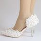 Women Rhinestone Lace Wedding Pointed Toe Stiletto Heel Sandals