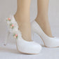 Women Round Toe Flora Stiletto Heel Platform Pumps Wedding Shoes