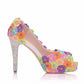 Women Rhinestone Stiletto Heel Lace Peep Toe D'Orsay Bridal Wedding Platform Sandals