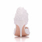 Women Pearl Lace Wedding Pointed Toe Stiletto Heel Sandals