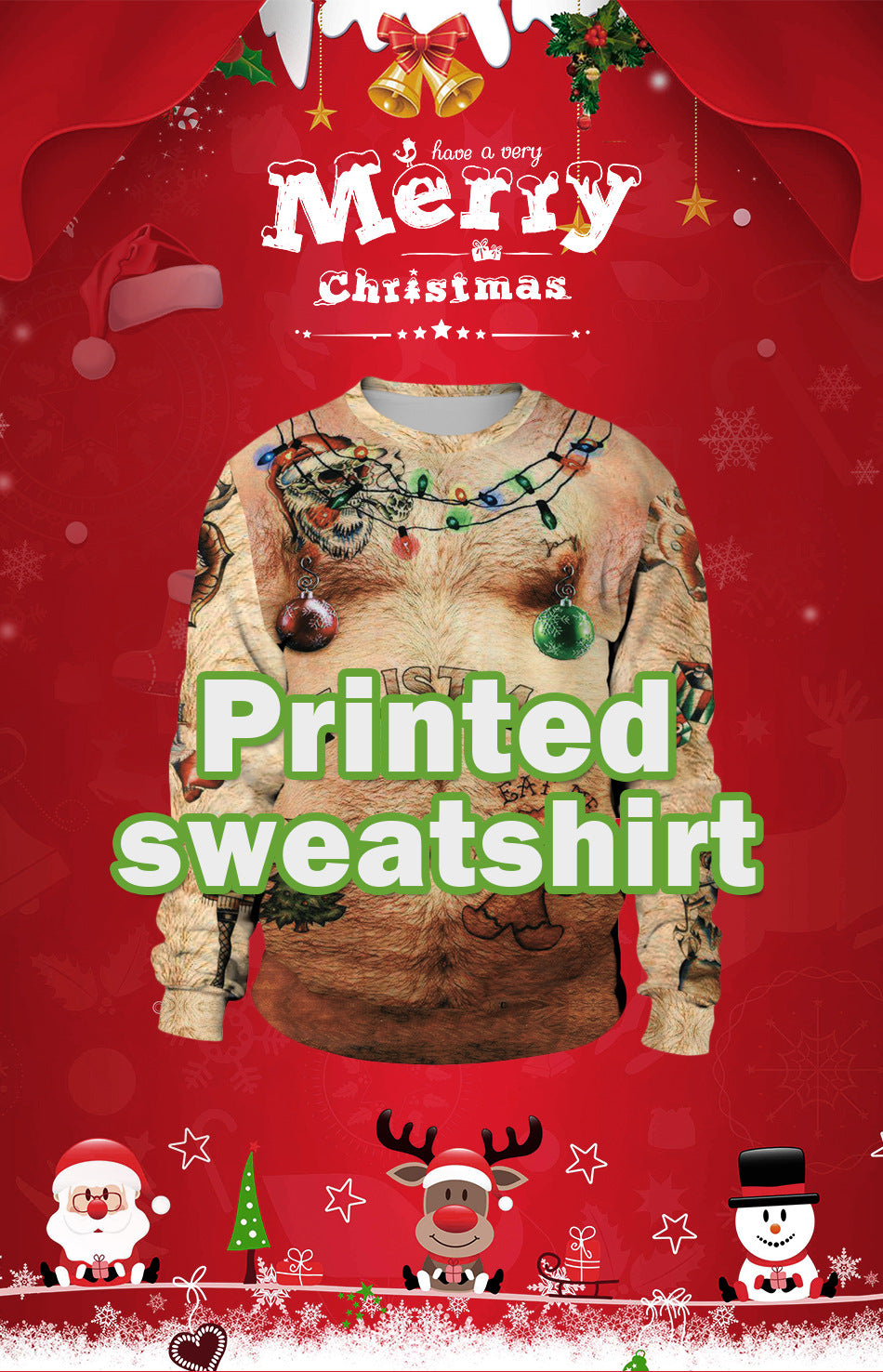 Men's Christmas Print Crew Neck Sweatshirt