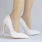 Women Pearls Lace Flower Stiletto Heel Pumps Wedding Shoes