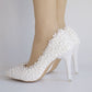 Women Pearls Stiletto Heel Pumps Wedding Shoes
