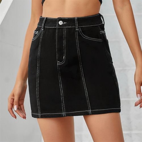 Ins Fashion High Waist Packet Buttock Denim Short Women Skirts
