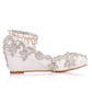 Rhinestone Pearls Tassel Ankle Strap 5cm Wedge Heel Women Pumps Wedding Shoes