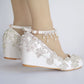 Rhinestone Pearls Tassel Ankle Strap 5cm Wedge Heel Women Pumps Wedding Shoes