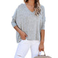 Womens V-neck Pullover Solid Color T-shirt Long Sleeved