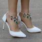 Women Tassel Rhinestone Chains Stiletto Heel Pointed Toe Bridal Wedding Shoes Sandals