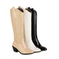 Women Pointed Toe Chunky High Heels Tall Boots