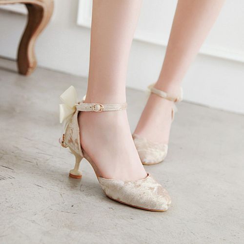 Women's Bow Tie Ankle Strap Mary Jane High Heels Sandals