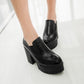 Women High Heels Shoes Thick Heel Pu Leather Platform Pumps 5821