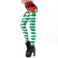 Christmas Clown Striped Pants Tights