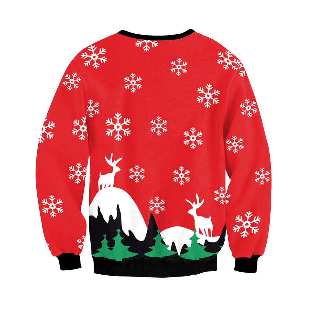 Christmas Fake Two-piece Tie Round Neck Long Sleeve Couple Sweater