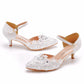 Women Pointed Toe Lace Beads Mary Janes Wedding Sandals