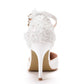 Women Lace Flora Feathers Ankle Strap Pointed Toe Bridal Wedding Shoes Stiletto Heel Sandals