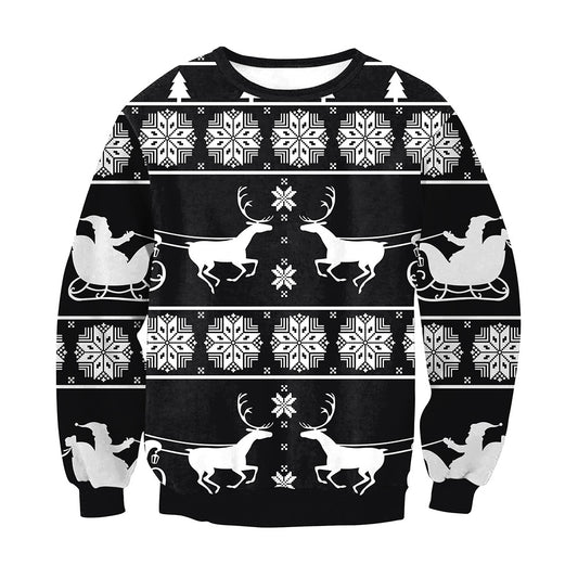 Christmas Traditional Pattern Printed Crewneck Couple Sweater