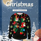 Couple Santa Claus Lantern Print Pullover Crew Neck Sweater