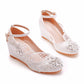 Rhinestone Mesh Ankle Strap 5cm Wedge Heel Women Pumps Wedding Shoes
