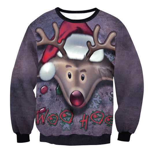 Christmas Christmas Elk Crew Neck Long Sleeve Sweatshirt
