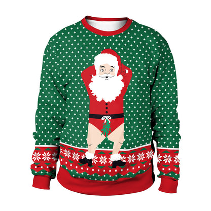 Couple Santa Print Pullover Crew Neck Sweater