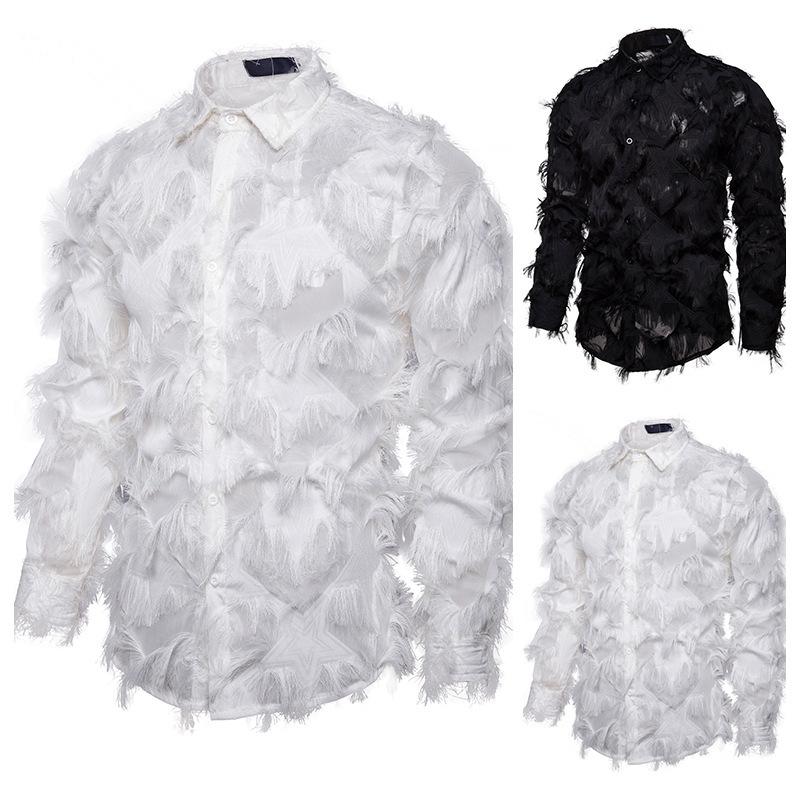 Men's Manual Solid Feather Specialty Henry Stand-Up Collar Long Sleeves Shirts
