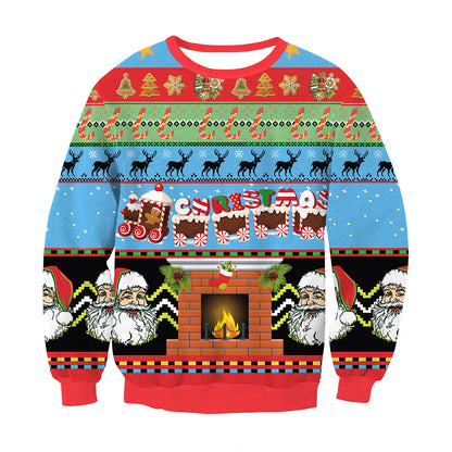 Christmas Gift Pattern Round Neck Couple Sweater