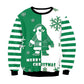Green Santa Claus Round Neck Long Sleeve Couple Sweatshirt
