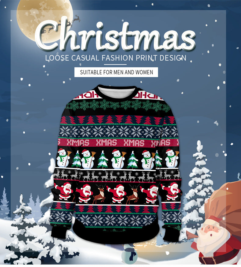 Christmas Folk Style Pullover Round Neck Couple Sweater