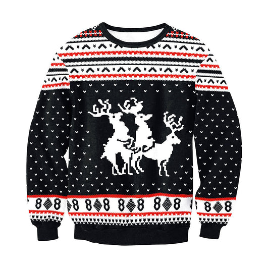 Christmas Print Crew Neck Couple Sweater